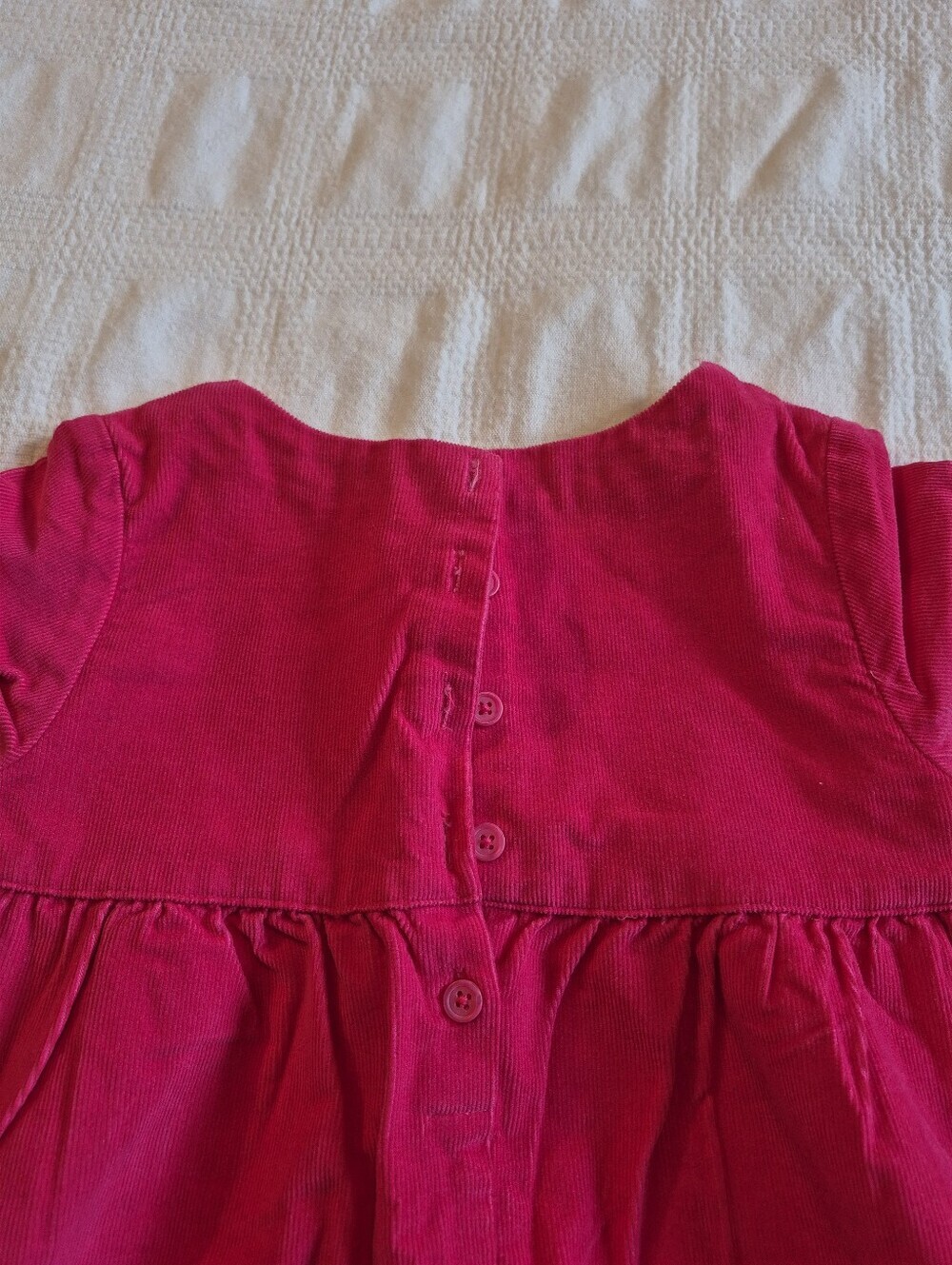 Mini Boden girls 6-7 yrs pink corduroy folded short sleeve dress 2 pockets EUC - Picture 4 of 6